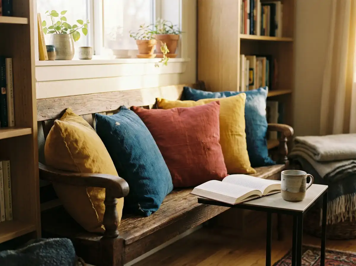 植物染靠枕 - 手作布艺家居装饰 | 麻豆